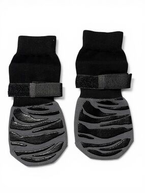 DOK Non-Slip Dog Socks Anti-Slip Grips Adjustable Straps Black Grey Paw Boots